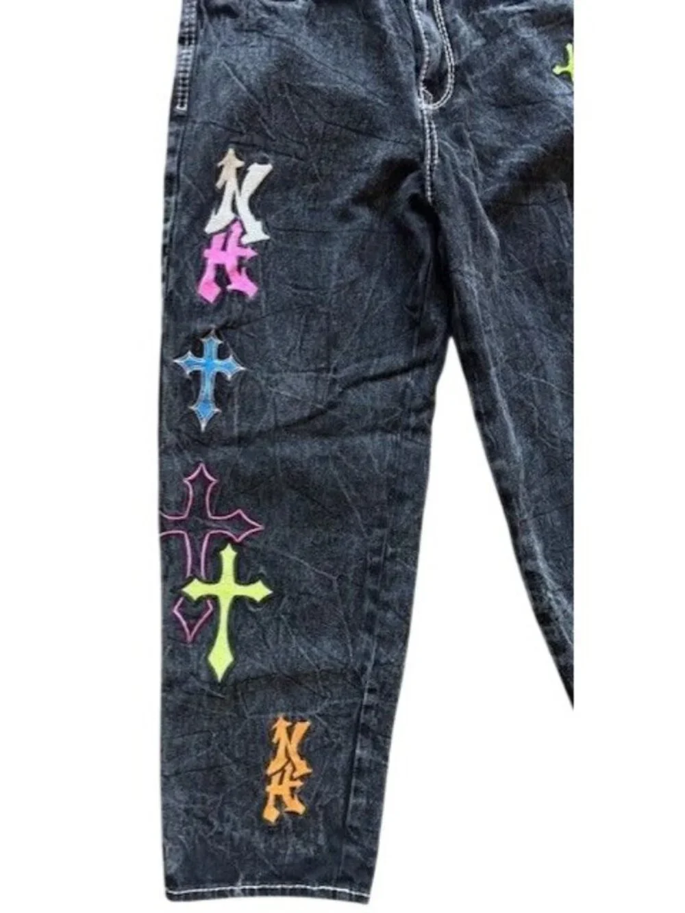 Ninth Hall Ambush Men's Size 28 Cross Embroidered Jeans Y2K